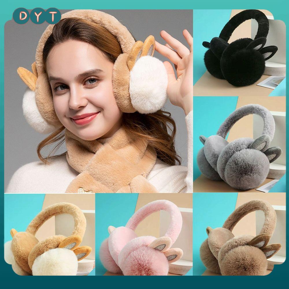 DYT Tai thỏ Máy sưởi tai bằng nhung Phụ kiện mùa đông Mềm mại Bịt tai mùa đông Dễ thương Dày hơn Bảo vệ tai chống lạnh Mùa đông ấm áp