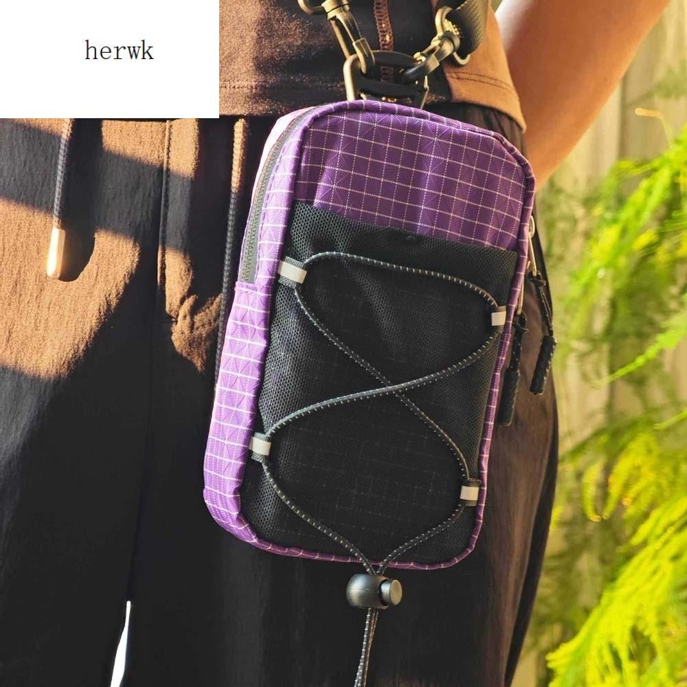 HERWK Polyester Túi phụ kiện leo núi Phụ kiện ba lô Công suất lớn Túi dây rút nylon Túi thắt lưng đa chức năng Chống nước bắn tung tóe Túi đựng chai nước Phụ nữ