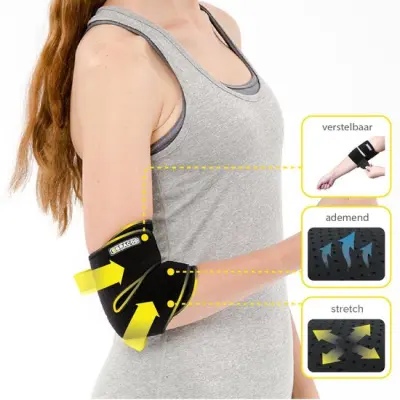 (Best seller on Amazon)Bracoo Adjustable Neoprene Elbow Support, Elbow Guard, Elbow Sleeve, Outdoor/Indoor Sport protector wrap, Gym, Arthritis Pain Relief, Tendonitis, Sports Injury Recovery, Tennis, Badminton, Golf, Left/Right, ES10, 1 count (Black)