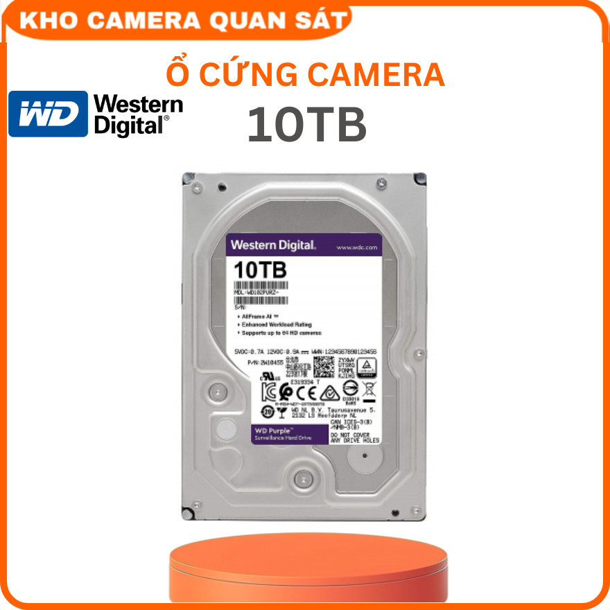 Ổ Cứng HDD WD Purple™ Tím 10Tb - 6Tb 256MB Cache 35 inch SATA 3 - Hàng chính hãng -Kho camera