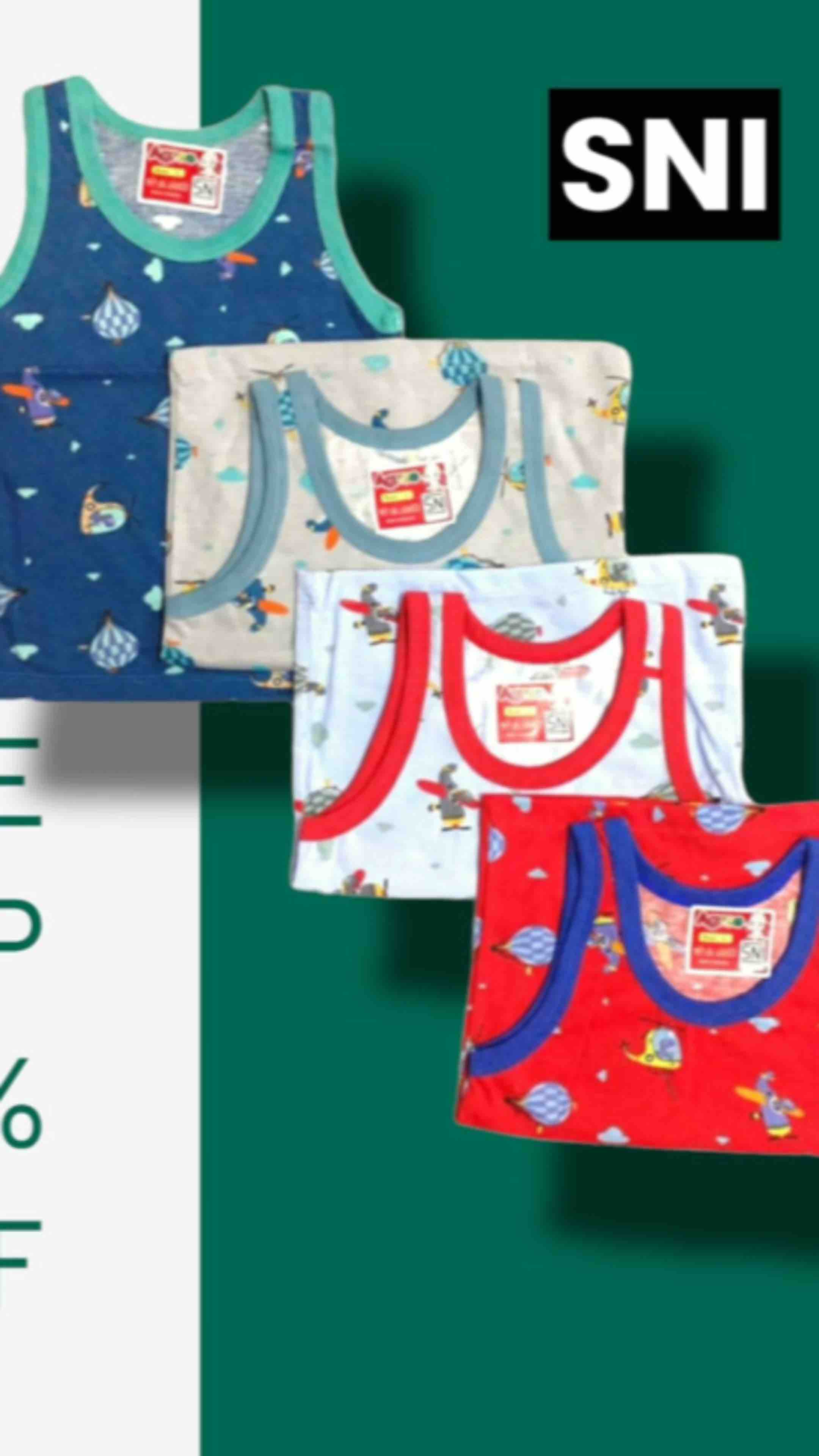6pcs Singlet Anak Bayi MOTIF AGREE KIDS Katun MURAH SNI / Kaos Singlet Anak 0-7 Tahun