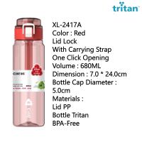 Cille Tritan Water Bottle BPA-Free Plastic Water Bottle c/w Sling Simple Design Botol Air Plastik 680ML XL-2417A
