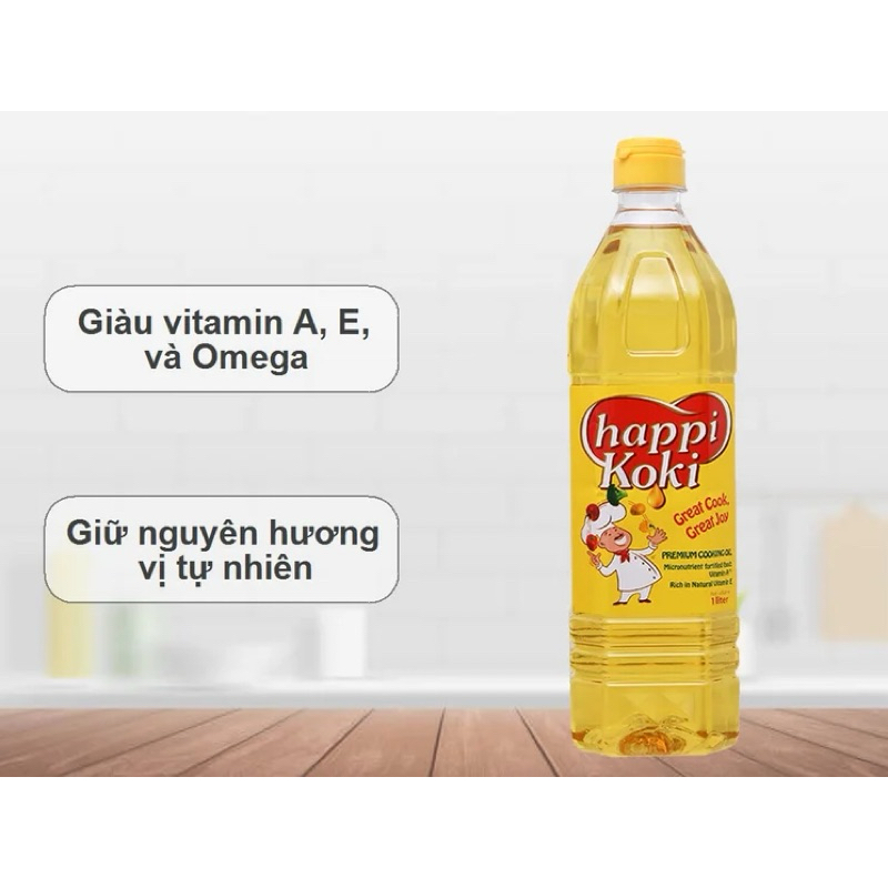 Dầu ăn happy koki , cái lân 1 lít