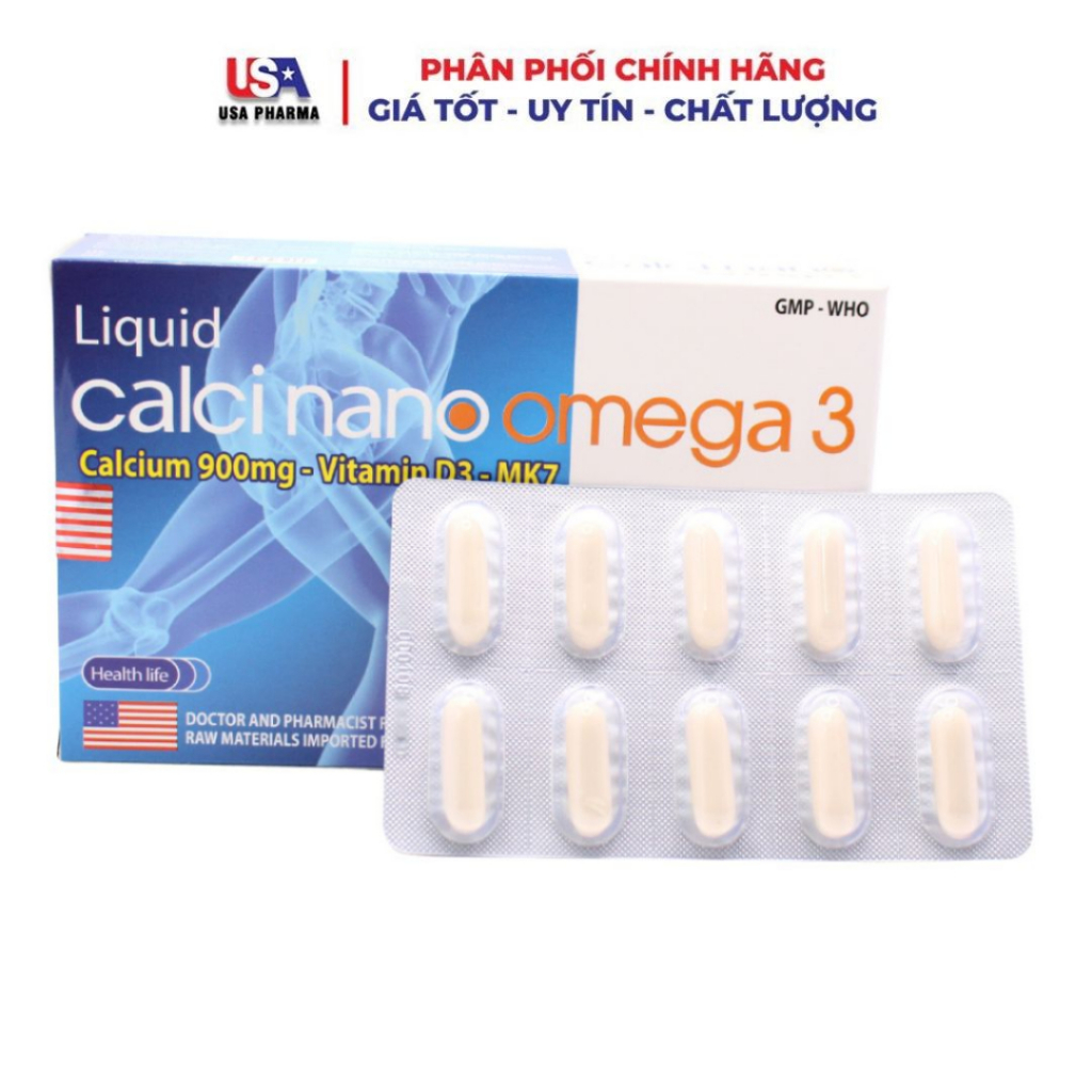 Viên uống bổ sung canxi nano CALCI NANO OMEGA 3 - Hộp 30 viên phòng ngừa loãng xương khỏe xướng khớp