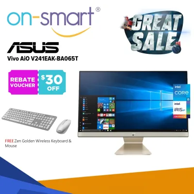 【Next Day Delivery】ASUS Vivo AiO V241EAK-BA065T | Intel Core i5-1135G7 Processor | 8GB RAM | 1TB HDD + 512GB SSD | Intel Iris Xe Graphics | Windows 10 Home | 3 Years On-site Warranty | All in One Desktop PC Computer