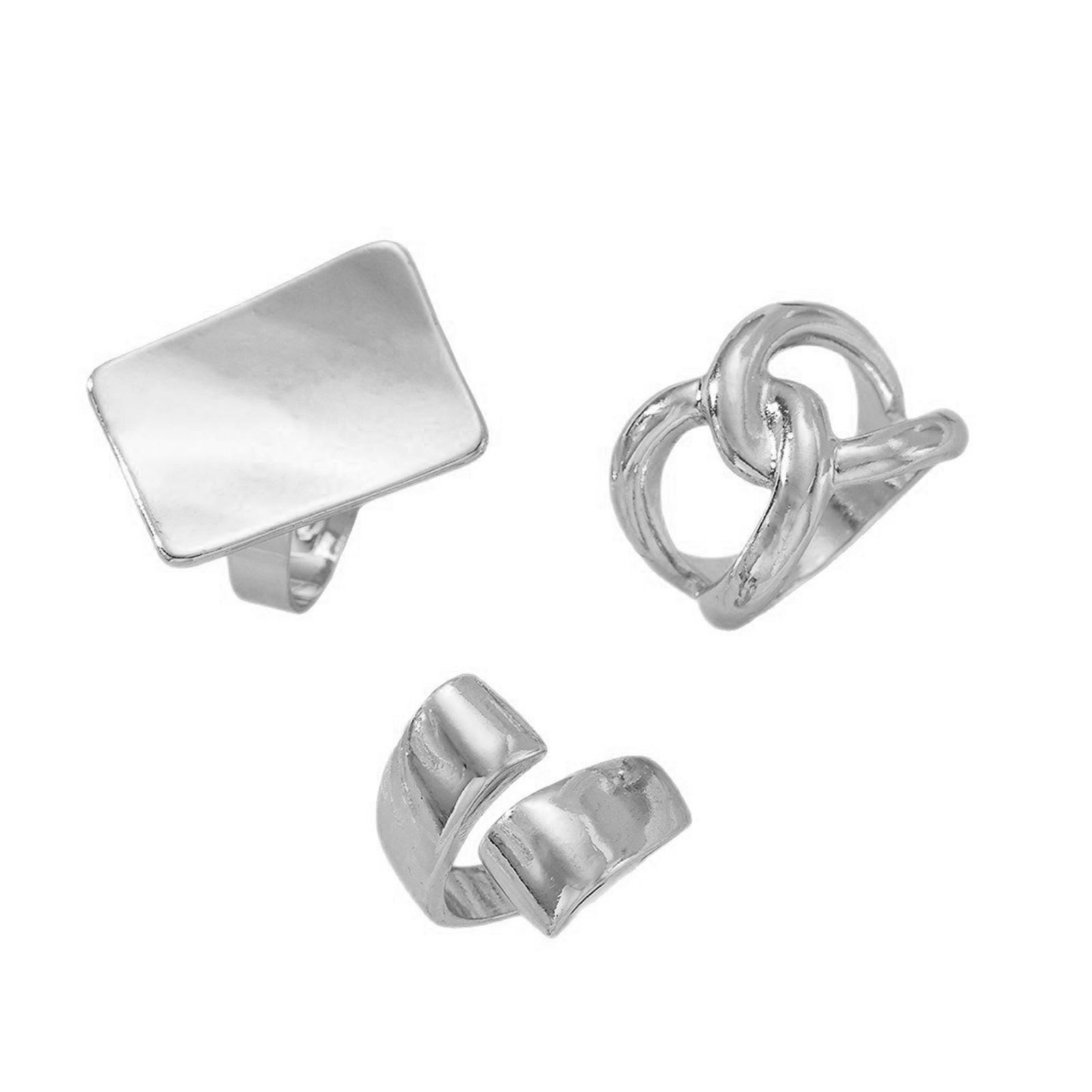 Swowski Đẹp Thiết kế vòng Không gỉ nhẫn Hợp kim 3Pcs Tối Giản thắt nút chéo nhẫn có thể xếp chồng lên nhau Bộ Cho Phụ Nữ-Kết Cấu Chunky Hiện Đại tuyên bố trang sức Thanh Lịch mặc hàng ngày Đảng Quà Tặng Hợp Thời Trang Châu Á Hợp Thời Trang