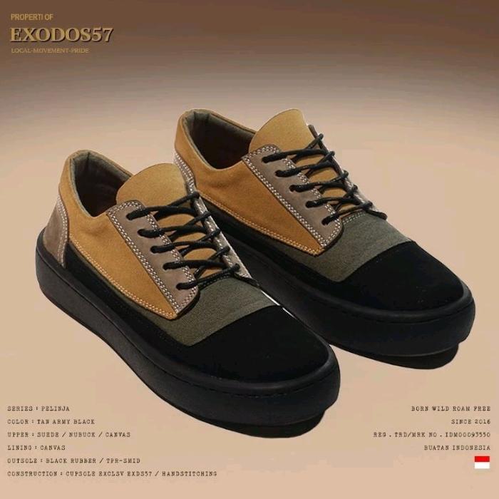 SEPATU EXODOS57 | PELINJA TAN ARMY BLACK Harga 650,000 rupiah*Gratis Ongkir