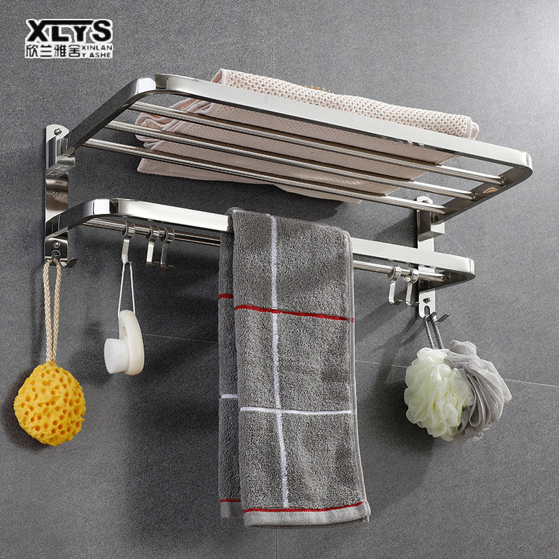 towel rack shelf Bathroom storage rack 304 stainless steel Punch-free bath towel rack Bathroom shelf Towel hanger Shelves in the bathroom, wall-hung shelves ราคา 336 บาท*ส่งฟรี