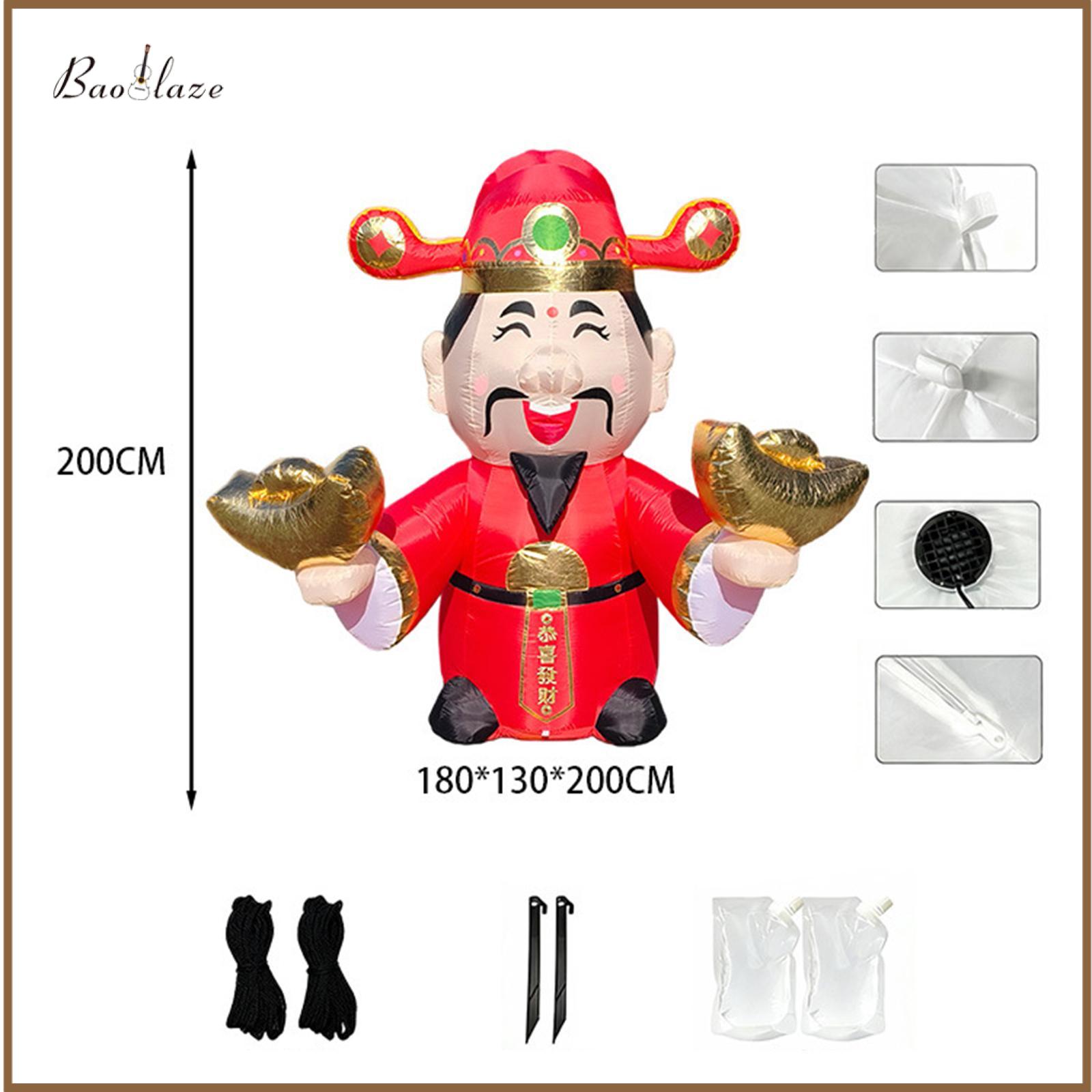 Baoblaze New Year God of Wealth Inflatable Ornament Waterproof with LED Lights 2M New Year Decoration for Garden Party Backyard Malls ราคา 9,893 บาท*ส่งฟรี
