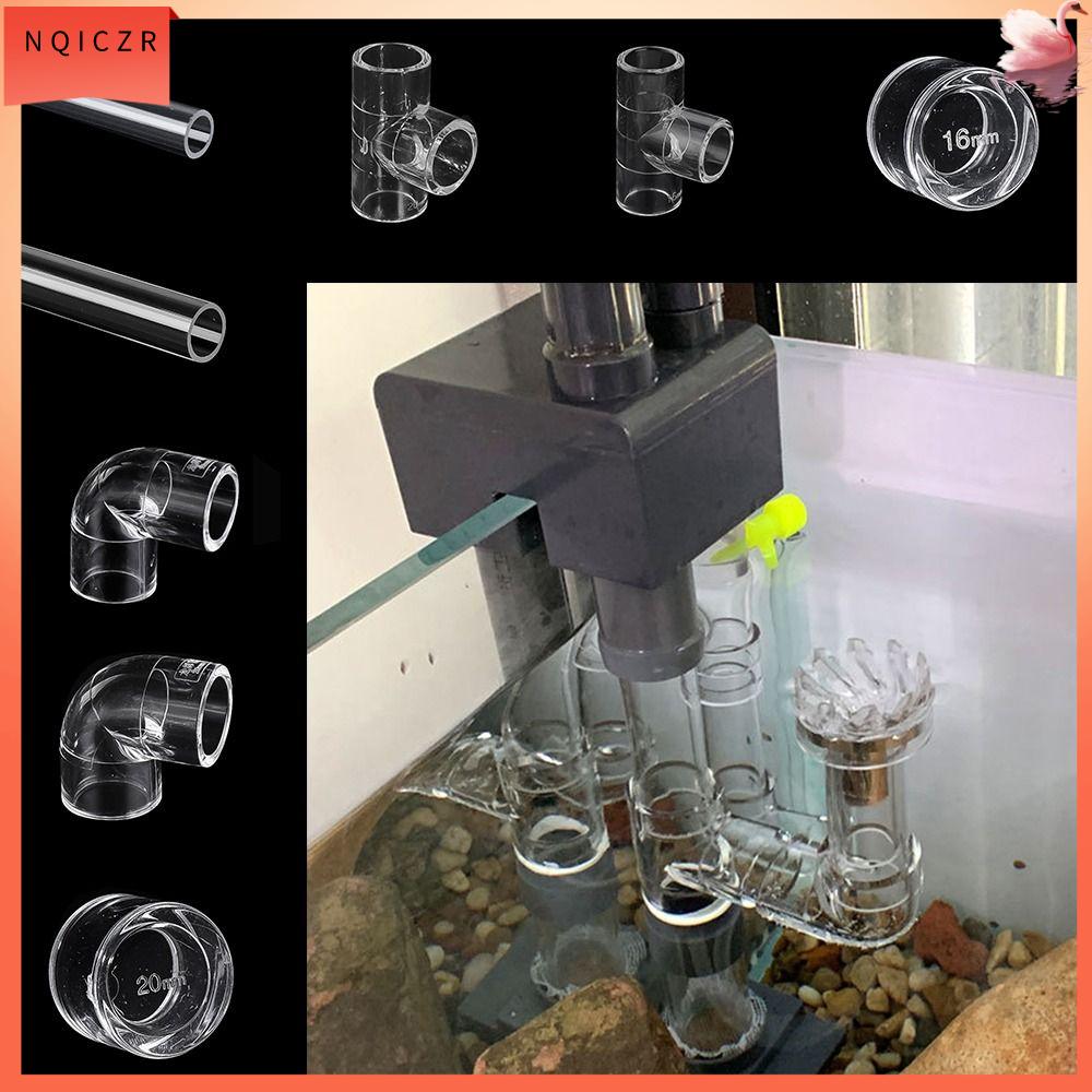 NQICZR 16 20mm Phụ kiện ống nhựa Acrylic Kính mica trong suốt Trong suốt Khớp nối vườn bể cá Chất lượng cao Khuỷu 90 độ Đầu cắm Phụ kiện bể nước bể cá