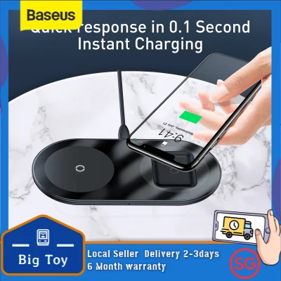 Baseus 2 in 1 Qi Wireless Charger For Airpods iPhone 11 Pro Xs Max XR X 15W Fast Wireless Charging Pad For Samsung Note 10 S10 Fast Charging Wireless Charge Pad QI Enabled Devices