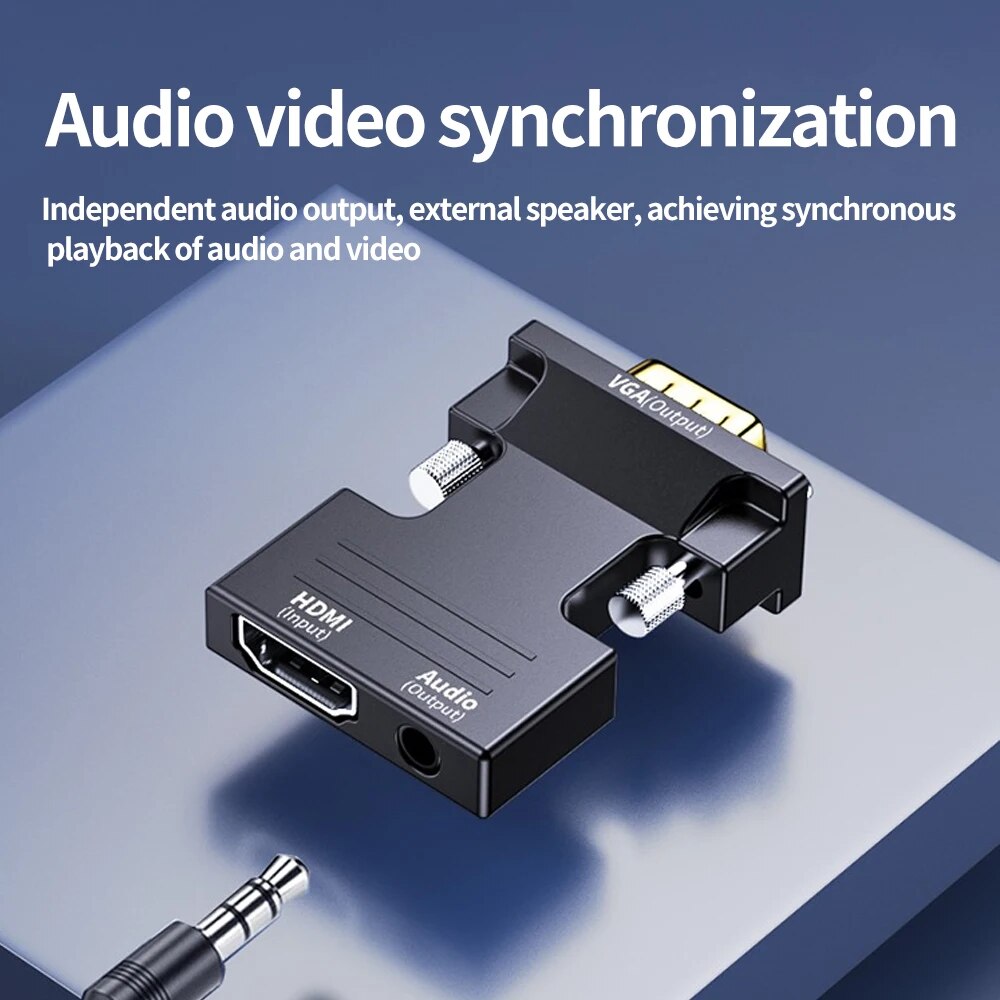 Mucai HDMI Tương Thích Nữ Để VGA Nam Chuyển Đổi 3.5Mm Bộ chuyển đổi Cáp Audio 1080P FHD Video Đầu Ra Cho PC Máy Tính Xách Tay TV Box Màn Hình