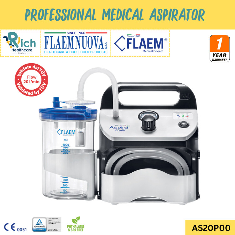 Flaem Nuova Aspira Plus เครื่องดูดเสมหะแบบพกพา ใช้ได้ทั้งที่บ้าน ในรถ โรงพยาบาล และสถานพยาบาล [รับประกันตัวเครื่อง 1 ปี] ราคา 8,200 บาท*ส่งฟรี