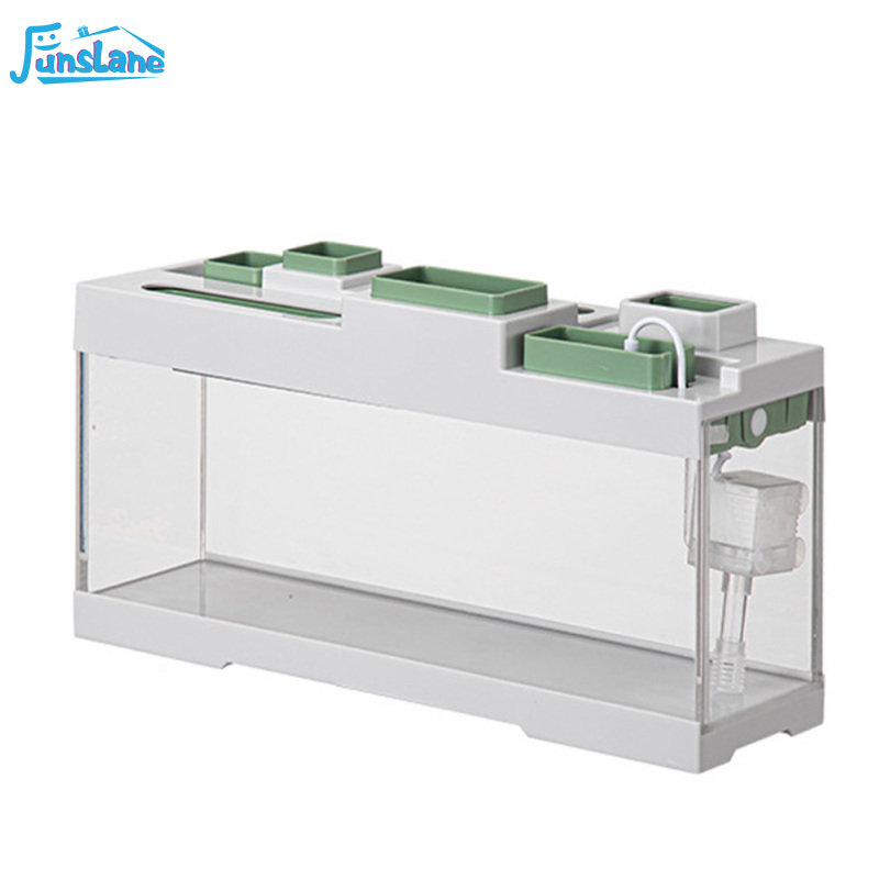 FunsLane Acrylic Storage Fish Tank With Lid Tabletop Transparent Fish Tank With Storage Compartment Integrated Silent Aquarium With Light ราคา 855 บาท*ส่งฟรี