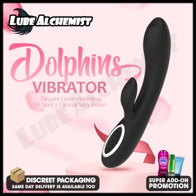 LubeAlchemist™ Dildo G Spot Vibrator Black Dolphin Stick Sex Toys for Female Clitoris Stimulator Sex Toy for Male Erotic Clit Sexual Silicone Sex Toy for Couple / Discreet Packaging