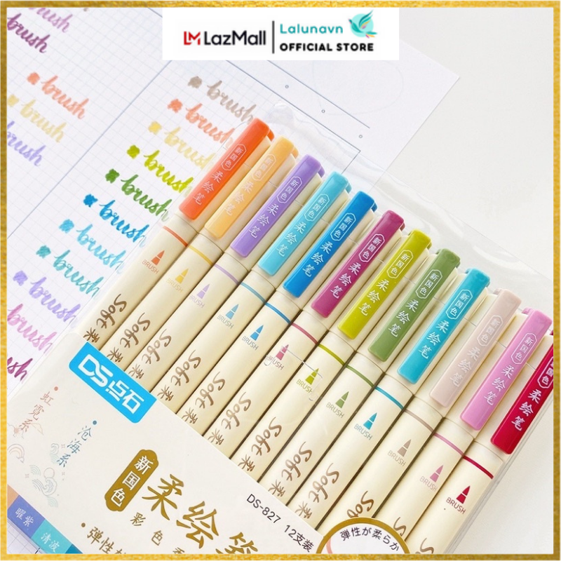 Bút brush Soft viết calligraphy màu pastel trang trí sổ Bullet Journal