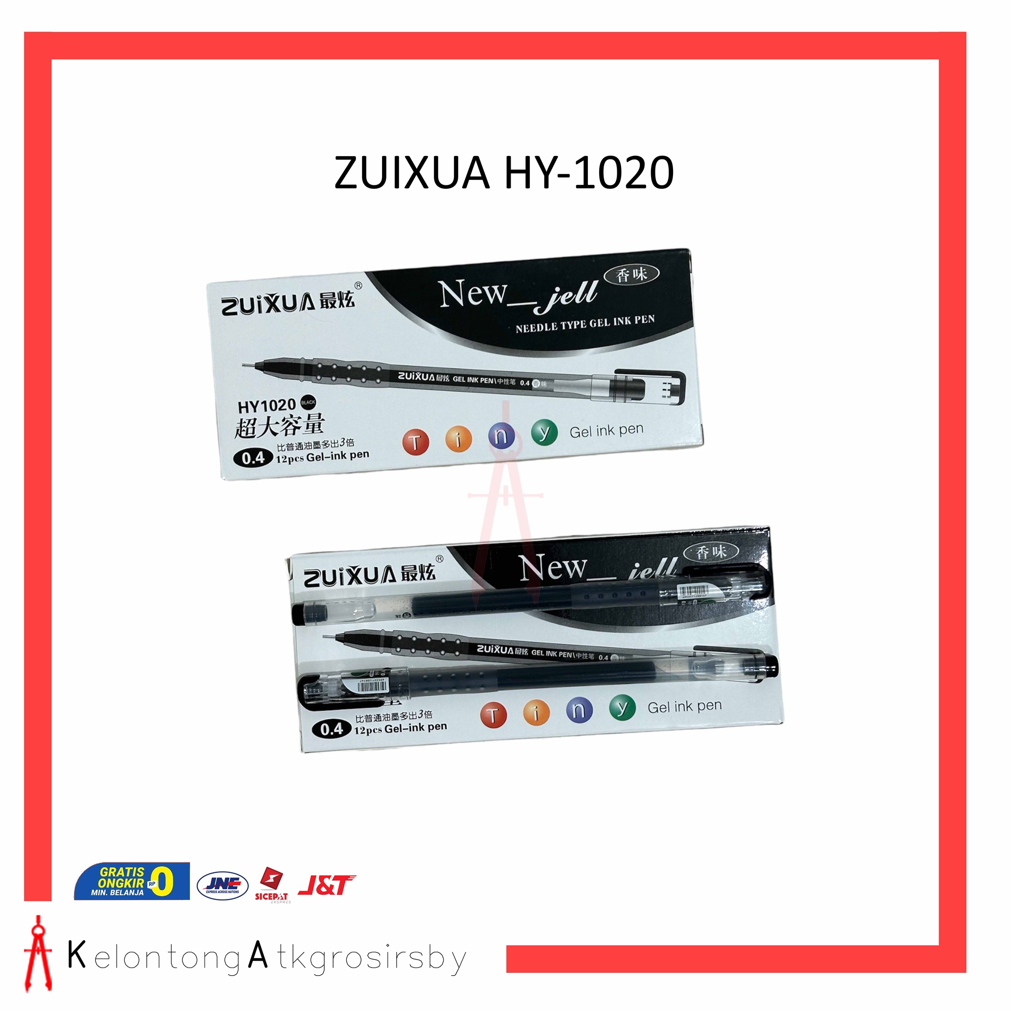 Ballpoint (12 pcs) / Puplen / Bolpen Gel Zuixua Hitam HY-1020