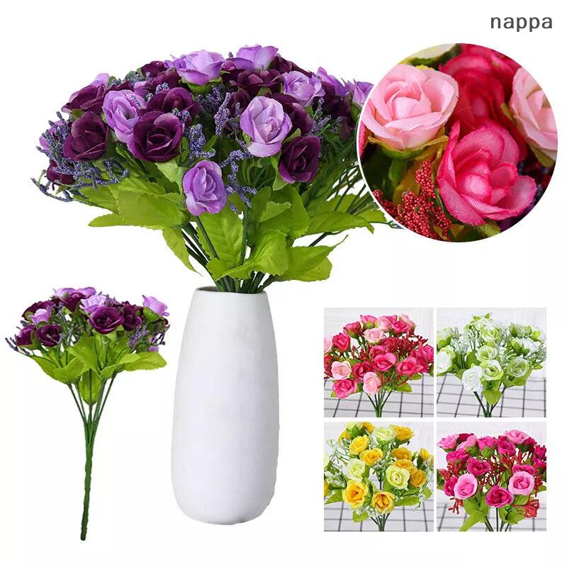 ✨[nappa] 21 Đầu Kim Cương Hoa Hồng 7 Ngã Ba Mùa Xuân Hoa Hồng Đám Cưới Nhỏ Trang Trí Nội Thất Nụ Hoa Nhân Tạo Hoa Nhựa Nhân Tạo Hoa