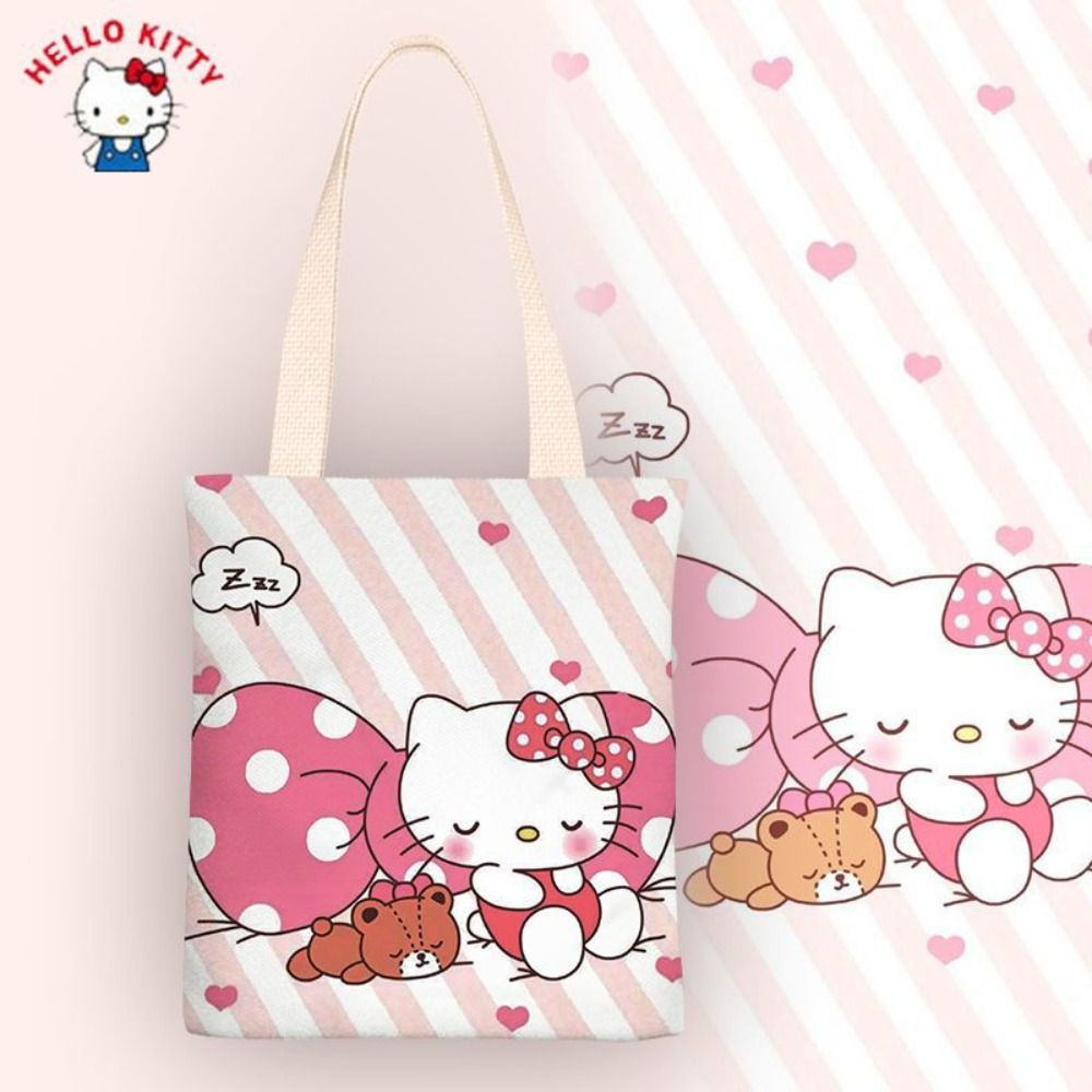 NIAOJIU Mèo kate Túi Vải Hello Kitty Hoạt hình Di động Túi tote Túi mua sắm Sức chứa lớn Túi xách đựng đồ Phụ nữ - 9