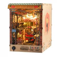 [Có Che bụi] Mô Hình Book Nook VIỆT NAM The Saigon 1990s bằng gỗ - Decor Kệ Sách Có Đèn LED Type-C