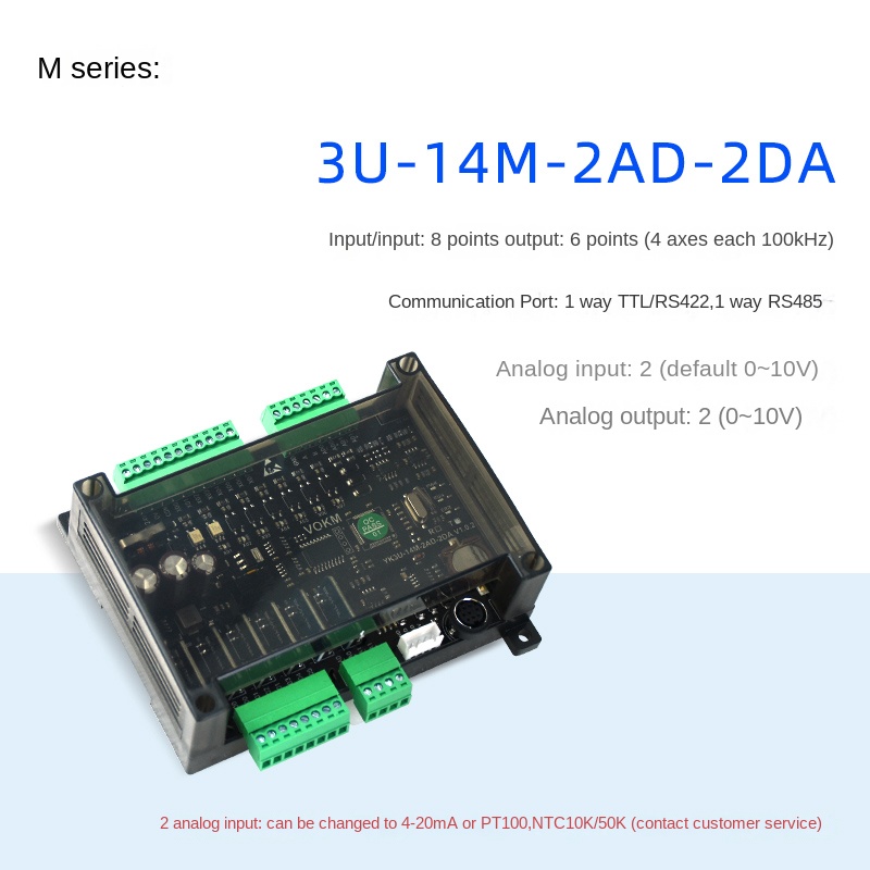 PLC YK FX3U-14MT 14m-2ad-2da hộp-Transistor | Thay Thế Mitsubishi FX3U, 4/8 Trục, Có Analog, Nhiệt Độ, 10-85 I/O, Nhỏ Gọn, Công Nghiệp