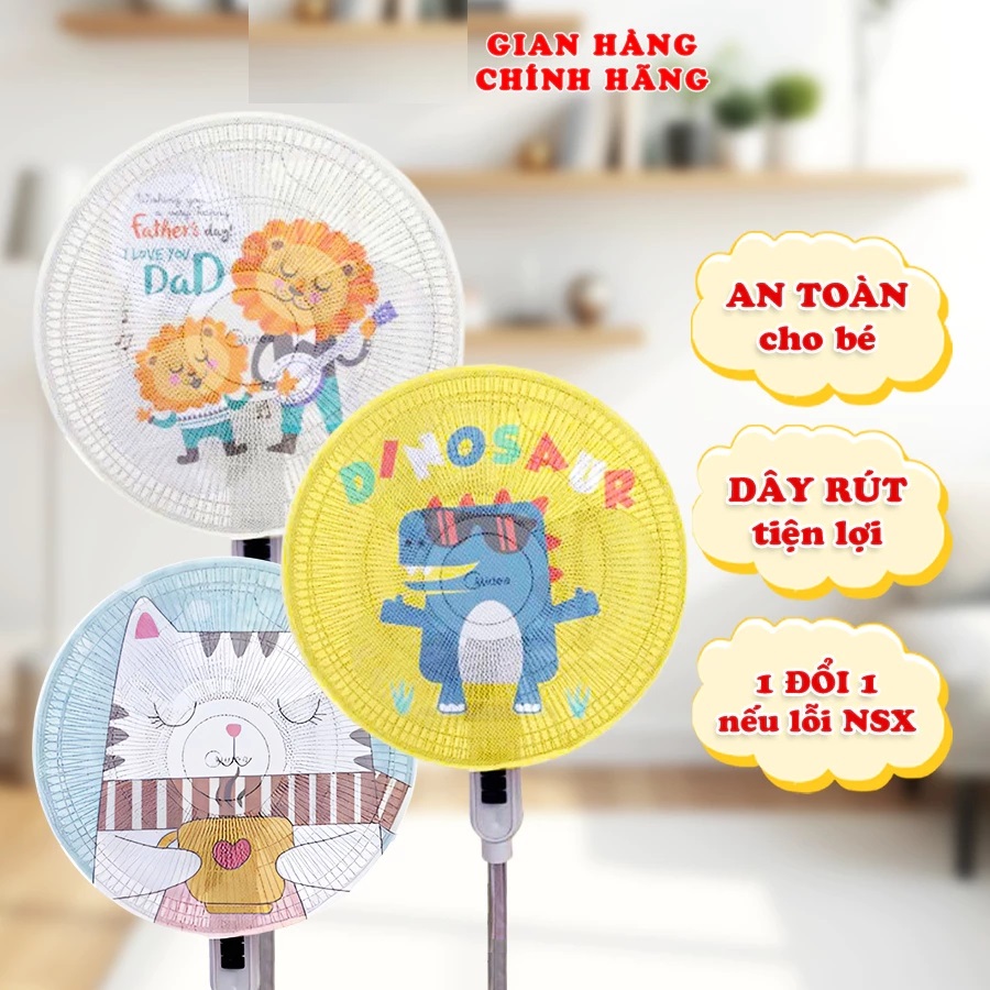 Bọc Trùm Quạt Chống Bụi Có Dây Rút Lưới Hình Thú
