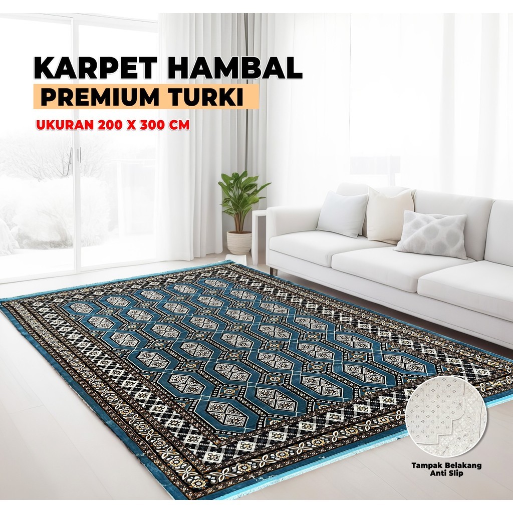 PREMIUM Karpet Hambal Turki 200x300cm Halus Lembut Motif Mewah Elegan