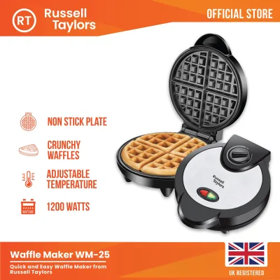 Russell Taylors Belgian Waffle Maker with Temperature Control (Stainless Steel) WM-25