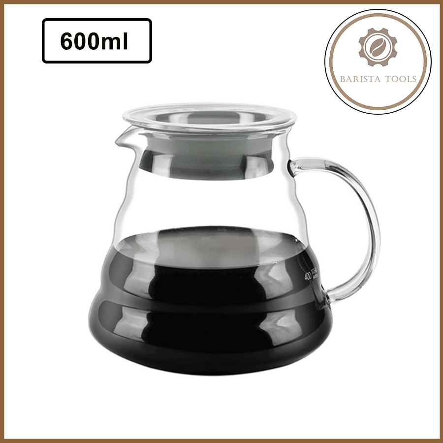 Bình đựng trà. cà phê thủy tinh 600ml có nắp đậy | Dụng cụ pha chế