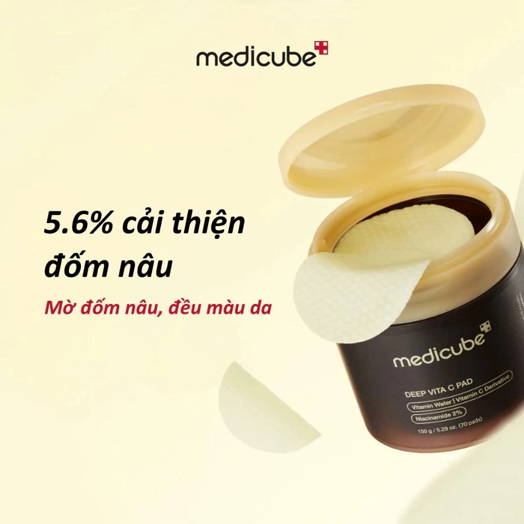 medicube Toner Sáng Da Deep Vita C Pad 150g/ 70 miếng 5.6% cà thiện đậm nâu Mềm đậm nâu, đều màu da