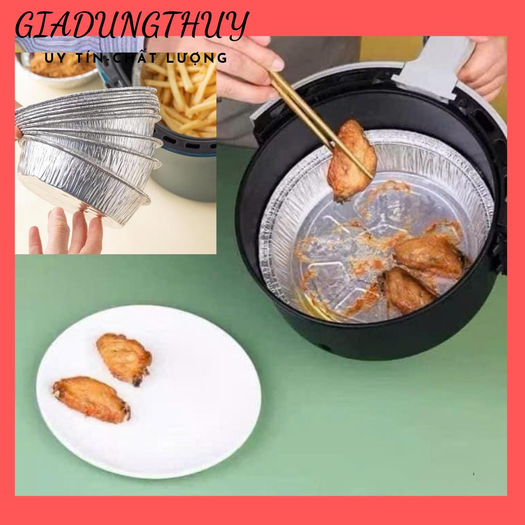 Set 10 Khay Giấy bạc lót nồi chiên không dầu, Đĩa Nhôm, đĩa giấy bạc kích thước 18cm