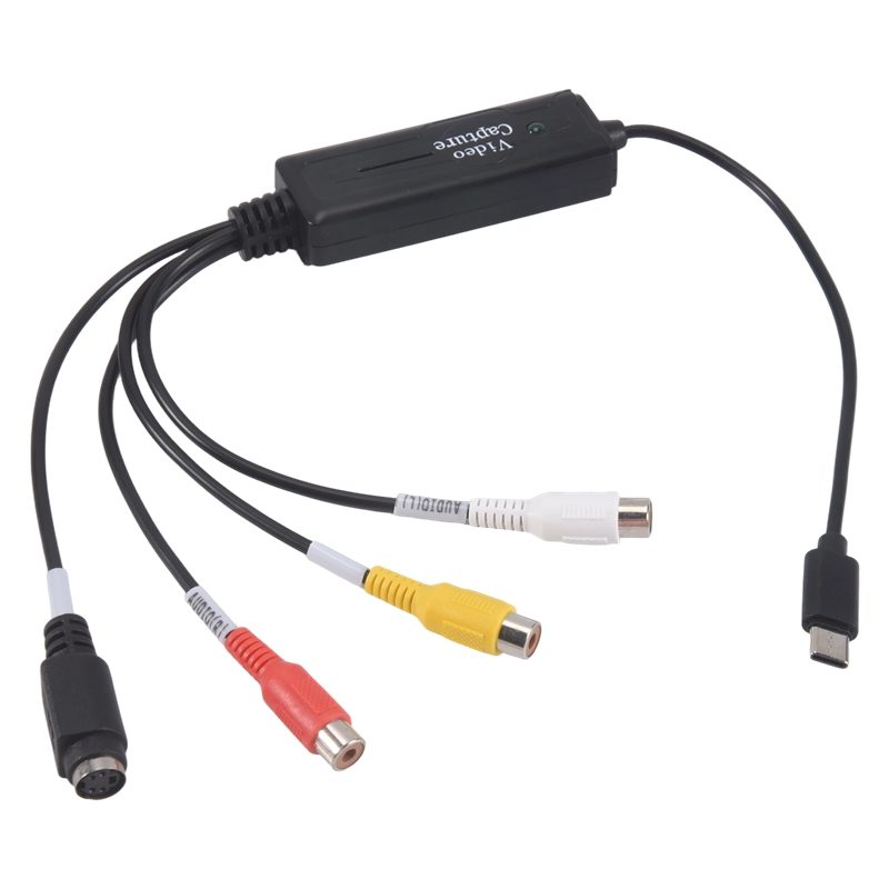 【auj mall】1 PCS AV to USB C Converter Video Capture Card Adapter 1 Channel AV NTSC PAL Video S Video/Composite to USB Converter