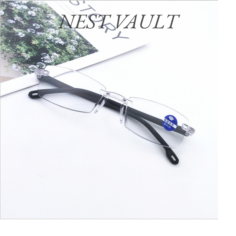 Nest Vault Rimless tỉa Kính Đọc Sách Chống Đèn xanh dương thông minh Zoom Kính đọc sách