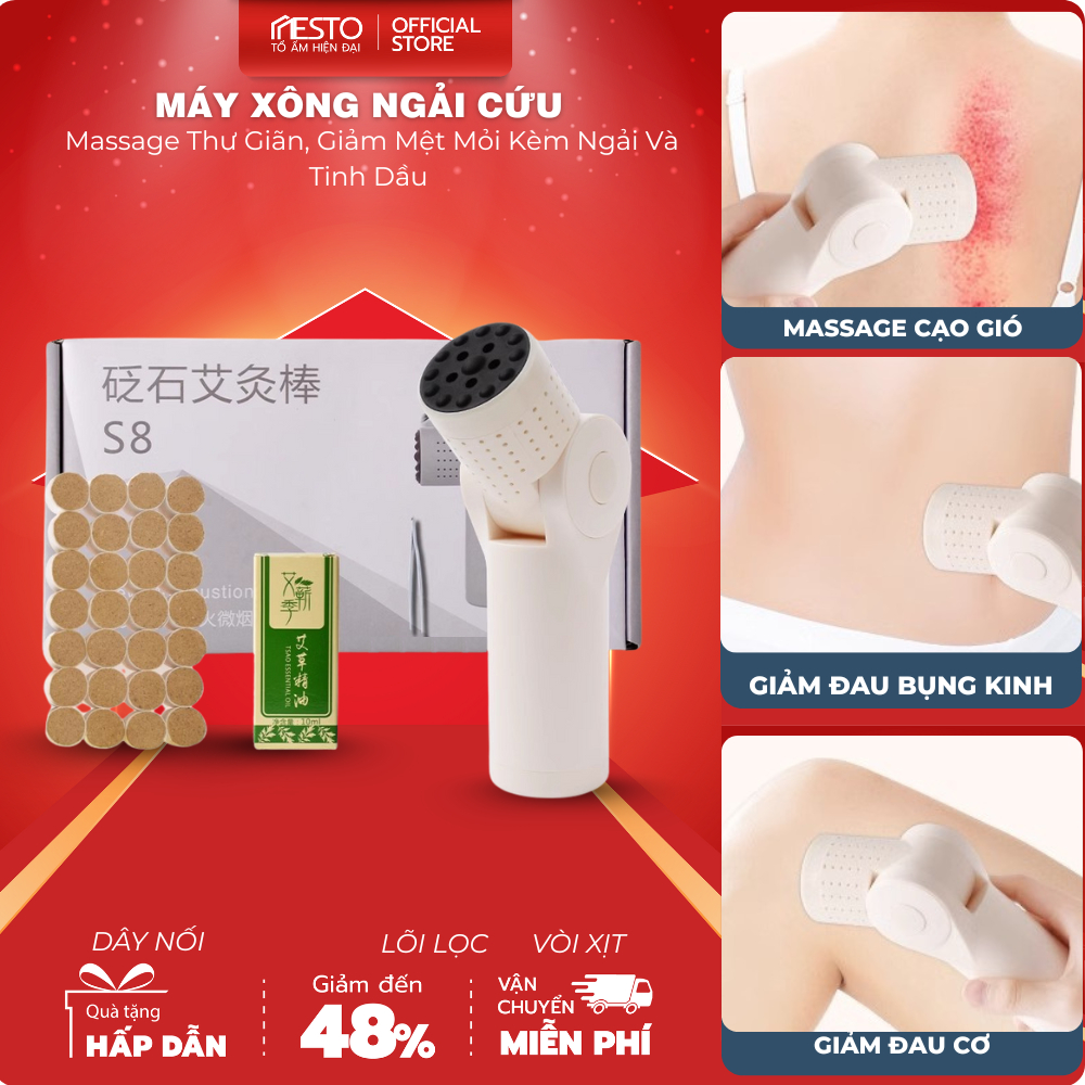  Máy xông ngải cứu Đa Năng Massage & Cạo Gió – Hỗ Trợ Giảm Đau Nhức Thư Giãn Cơ Thể tặng kèm ngải 
