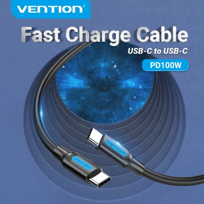 Vention USB C Cable 5A Fast Charging Cable PD 100W QC 4.0 FCP Fast Charge Date Cable Type C Male To Type C Male Cable For Macbook iPad Switch HuaWei XiaoMi Lenovo Samsung Type C Fast Charging Cable