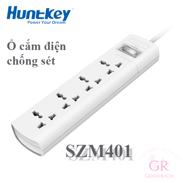 Ổ cắm điện đa năng kháng lửa chịu nhiệt Huntkey SZM401 - Hàng chính hãng