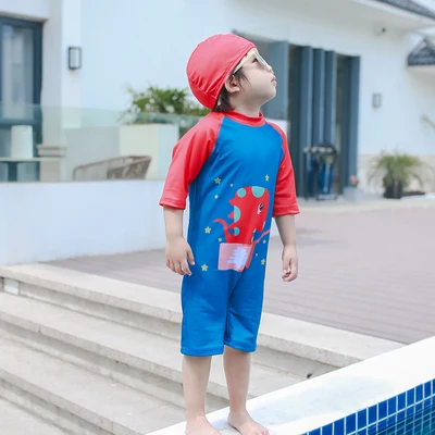 Kids Clothing Boys Long-sleeve Sunscreen Quick-drying Beach Swimsuit