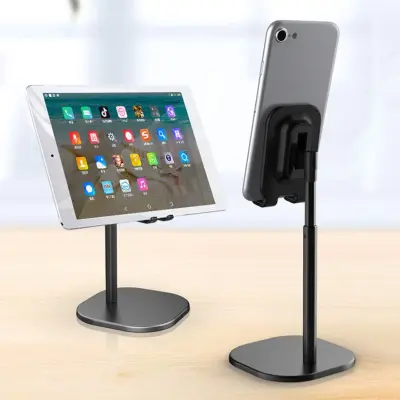 Cell Phone Stand, Height/Angle Adjustable Smartphone Tablet Desktop Holder Mount Cradle Dock Compatible for iPad Mini Air iPhone Samsung Android Accessories Desk Office