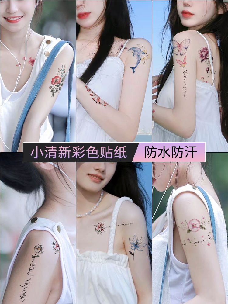 Hình xăm dán đầy màu sắc cho không thấm nước cho nữ lâu dài tươi bao gồm vết sẹo vết rạn da cánh tay xương đòn Sexy Hoa bướm succubus