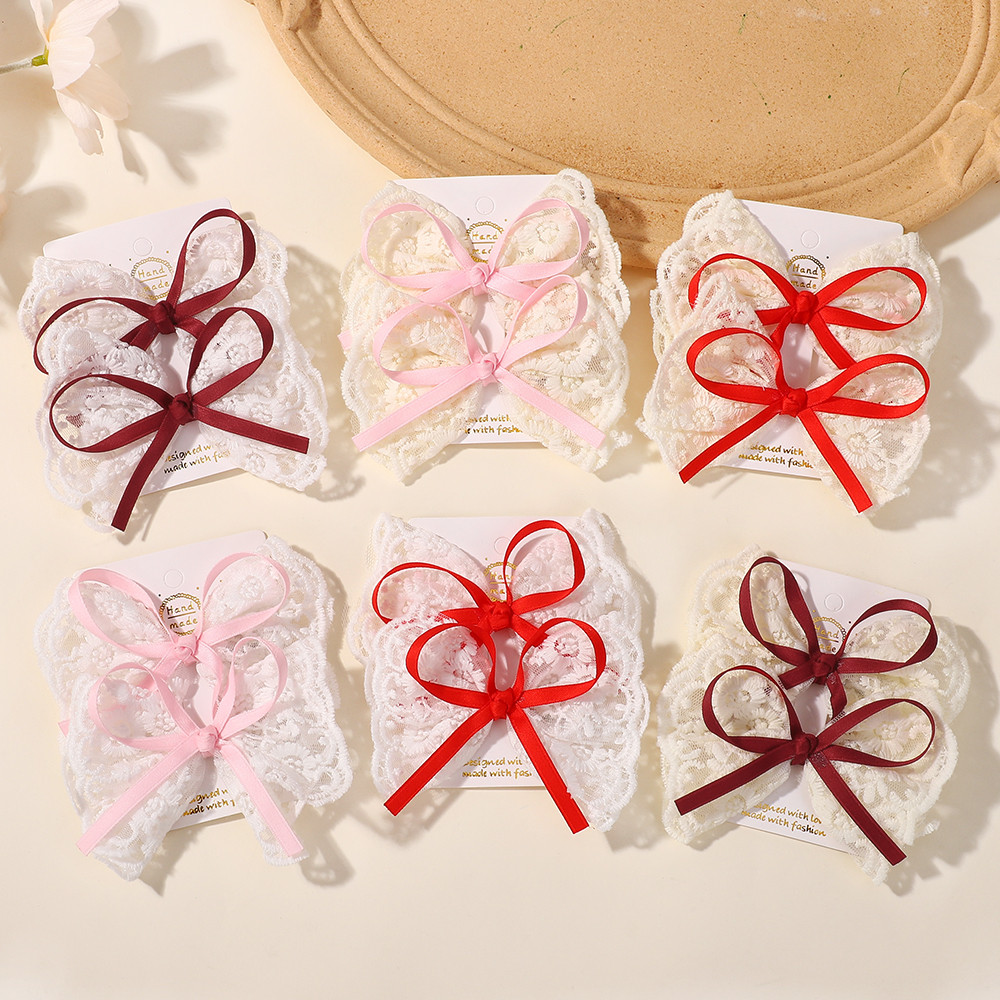 2pcs ren kẹp tóc ngọt Bowknot tóc đuôi ngựa cho nữ kẹp tóc barrettes handmade cô gái Phụ kiện tóc