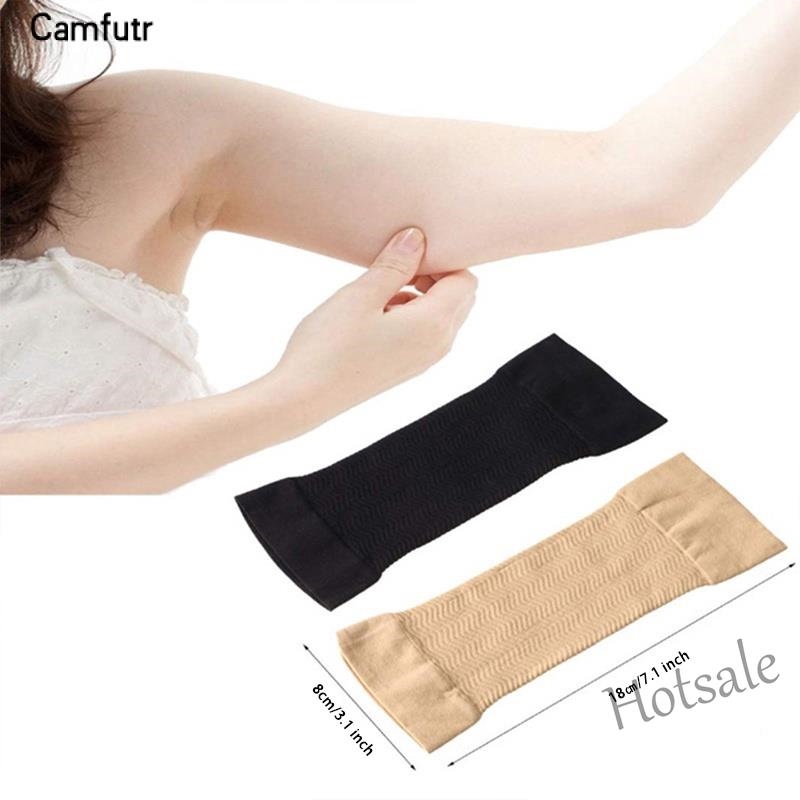  2 Pair Elastic Compression Arm Sleeves Women Weight Loss  Calories Slimming Arm Shaper Massager Arm Belt Slimming Compression Arm  Shaper Helps Shape Upper Arms Sleeve for Sport Fitness, Black + Nude 