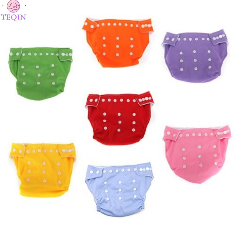 Teqin Trong Kho Nước & Gỗ 7Pcs Tái Sử Dụng Có Thể Giặt Có Thể Điều Chỉnh Bé vải mềm Tã Tã Tã Trẻ Mới Biết Đi Khô dịu dàng Chăm Sóc