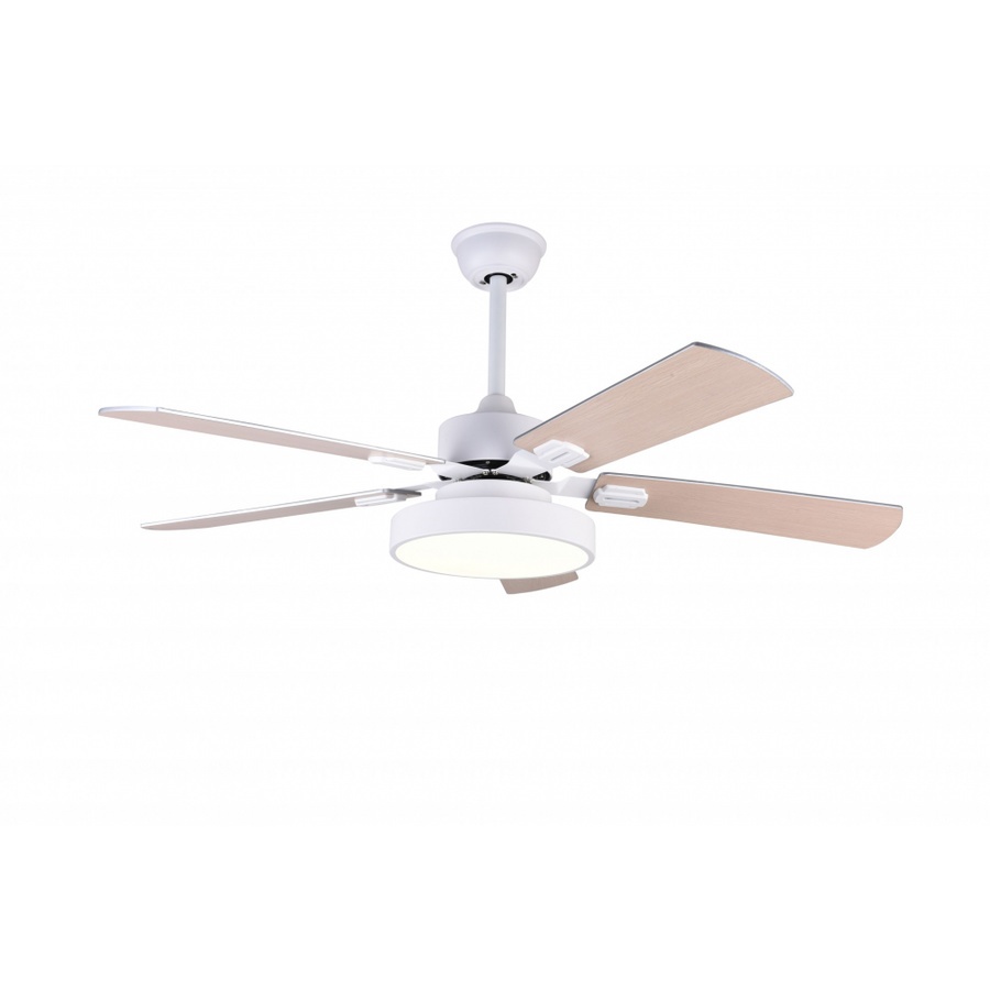 EILON โคมไฟพัดลมเพดาน LED 2x24W 5 ใบพัด 48" มีรีโมท ปรับได้ 3 แสง รุ่น ZW-0023 สีขาว ราคา 4,667 บาท*ส่งฟรี