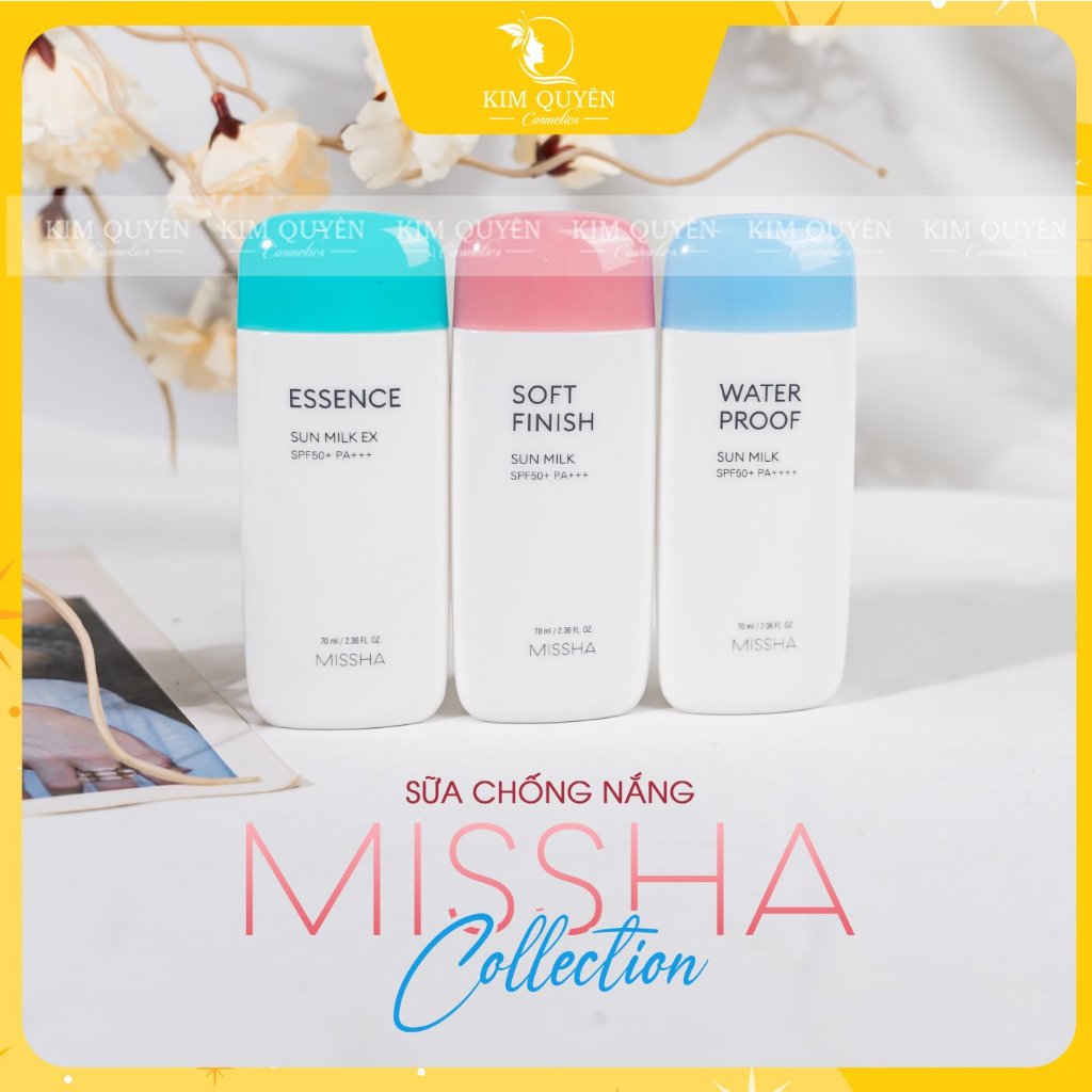 Mẫu Mới Kem chống nắng Missha Soft Finish Essence Waterproof Sun milk 70ml
