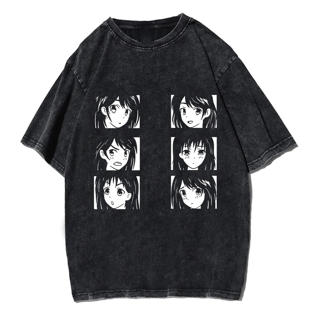 Người đàn ông của áo phông Anime Y2K Kawaii phim hoạt hình hentai cô gái unisex hip hop Tops Tees oversize camiseta Hombre Áo thun tay ngắn vải cotton