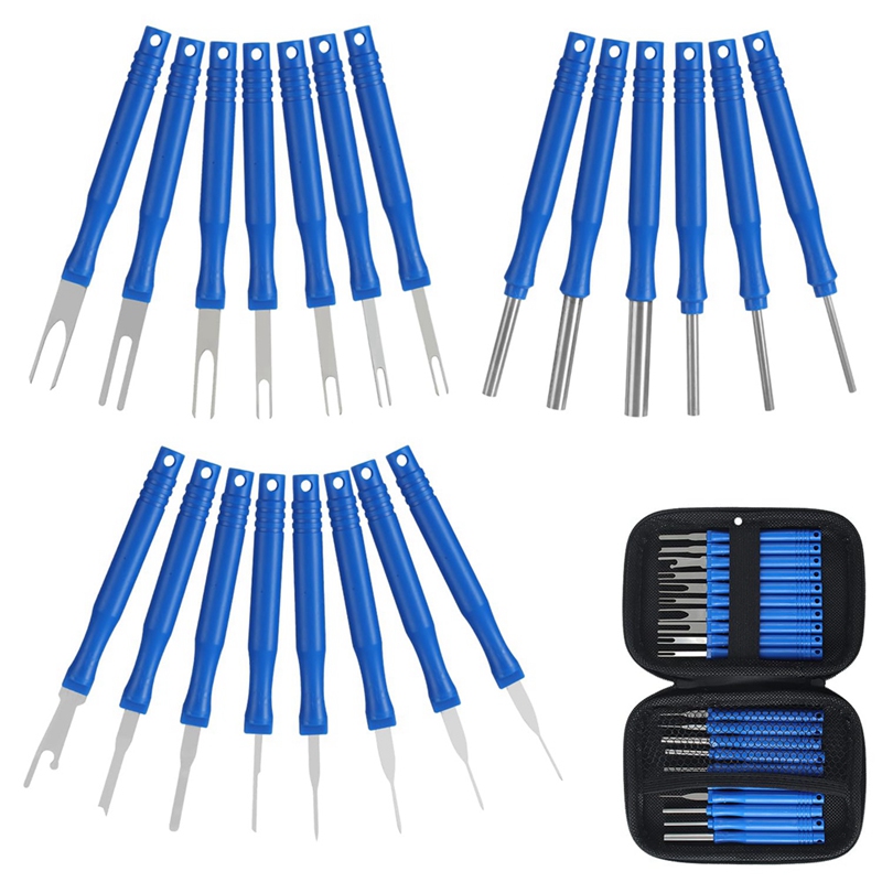 A2[eugh mall]21Pcs Car Terminal Removal Tool Kit Cable Plug Remove Puller Electrical Wire Crimp Conn