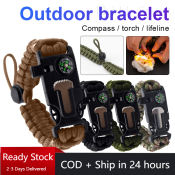 Survival Bracelet with Compass and Fire Starter - 