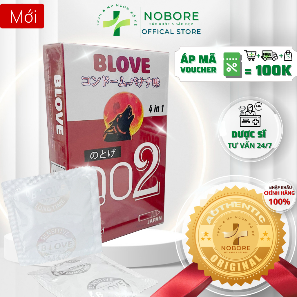 Bao Cao Su Nhật Bản BLOVE 4in1 Có Gai - Trơn - Kéo Dài Thời Gian - Lành Tính - Mùi Hương Dịu Nhẹ | C