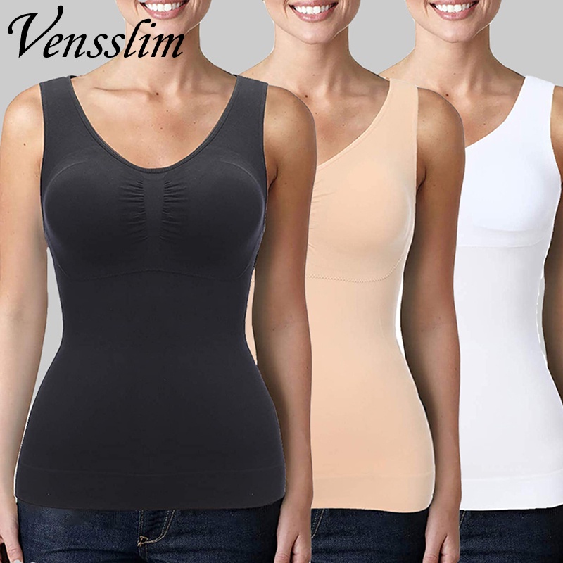 Women's Padded Push Up Body Shaper Tank Top Vest Tummy Control Slimming  Camisole 
