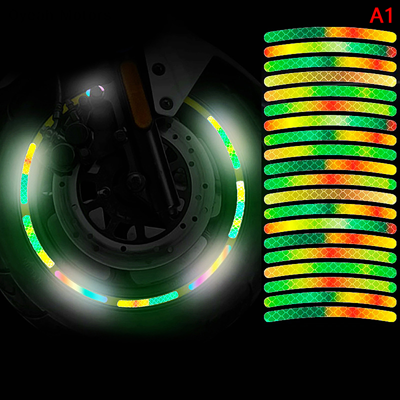 Oyeah 20pcs xe bánh xe trung tâm dải phản quang lốp rim dán đầy màu sắc